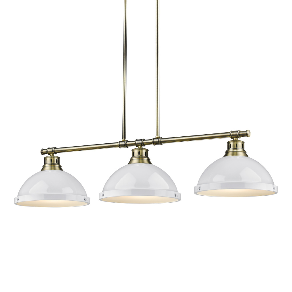 Yep by Golden Lighting Duncan 3-light Island Light in Aged Brass and White shade